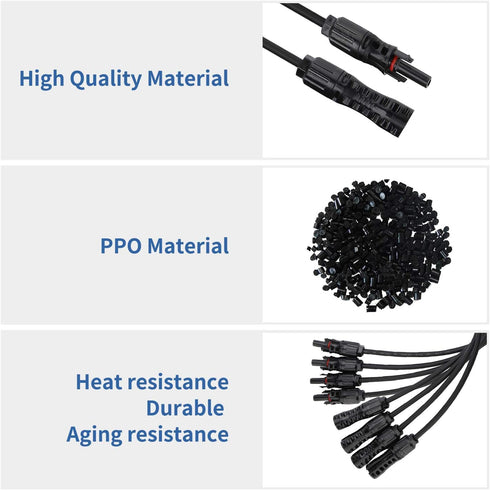 Ansxiy Solar Y Branch Connectors 1 to 4, Solar Panel Parallel Connectors Solar Panel Adapter Cable Tool Kit (M/FFFF and F/MMMM)...