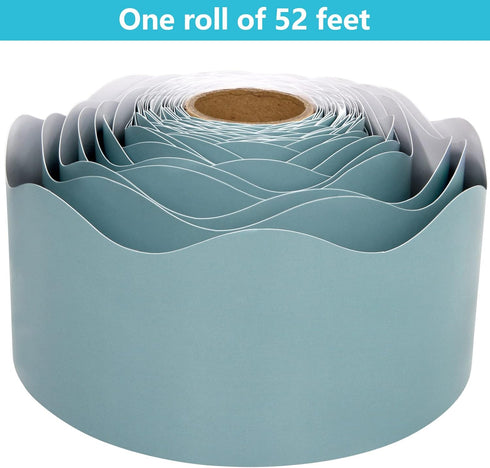 Calming Blue Bulletin Board Border Scalloped Border Trim for Classroom 52ft One Roll...