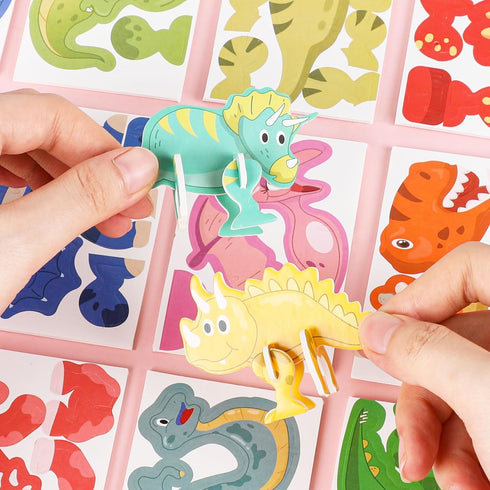 KIMOBER 25Pcs Educational 3D Cartoon Puzzle,3D Dinosaur Puzzle for Kids DIY Cartoon Dinosaur Animal Learning Education Puzzle Jigsaw Toys for Kids...