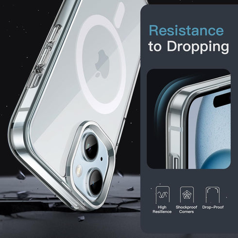 JETech Magnetic Case for iPhone 15 Plus 6.7-Inch Compatible with MagSafe Wireless Charging, Shockproof Phone Bumper Cover, Anti-Scratch Clear Back...