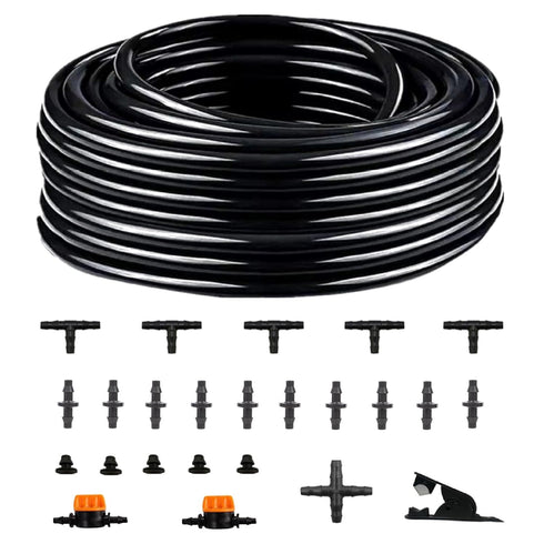 1/4 Drip Irrigation Tubing, 50FT 1/4 Irrigation Hose, Black Polyethylene 1/4 Inch Drip Irrigation Tubing With Drip Irrigation Fittings, DIY Garden...