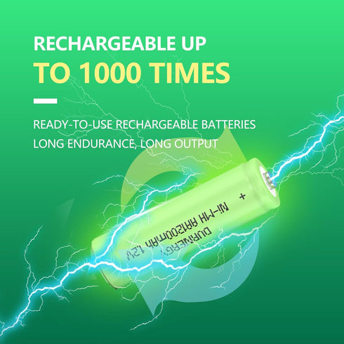 Rechargeable AA Batteries 4 Pack, Double A Battery, 1200mah 1.2v NIMH AA Rechargeable Batteries, AA Solar Batteries for Outdoor Solar Lights...