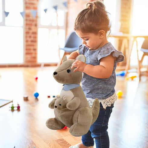 Kangaroo Stuffed Animal Plush Doll - Mother Kangaroo with Removable Child Kangaroo Plushies, Adorable Plushie for Ages 3 and Up, Ideal Gift for To...