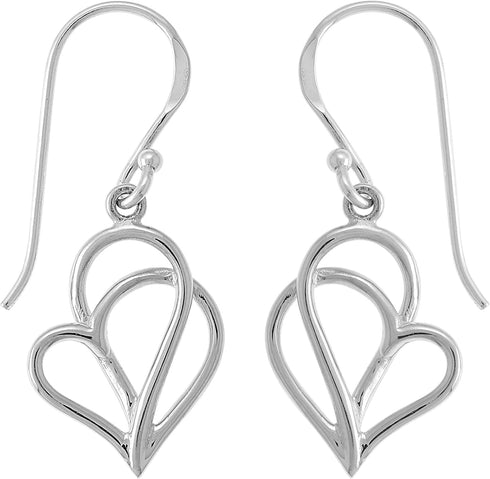 Boma Jewelry Sterling Silver Polished Twisting Heart Dangle Earrings...