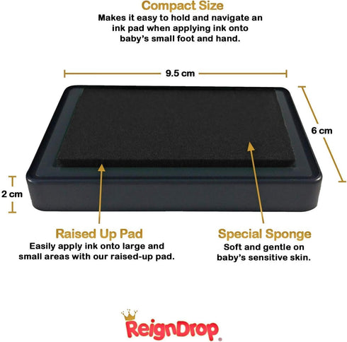 ReignDrop Ink Pad For Baby Footprint & Handprint - Creates Impressive Long Lasting Keepsake Stamp for Infant & Kids. Smudge Proof, Easy to Wipe Of...