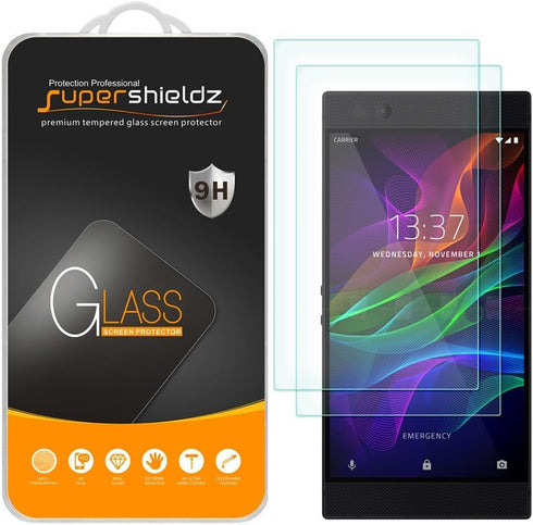 Supershieldz (2 Pack) Designed for Razer Phone Tempered Glass Screen Protector, 0.33mm, Anti Scratch, Bubble Free...