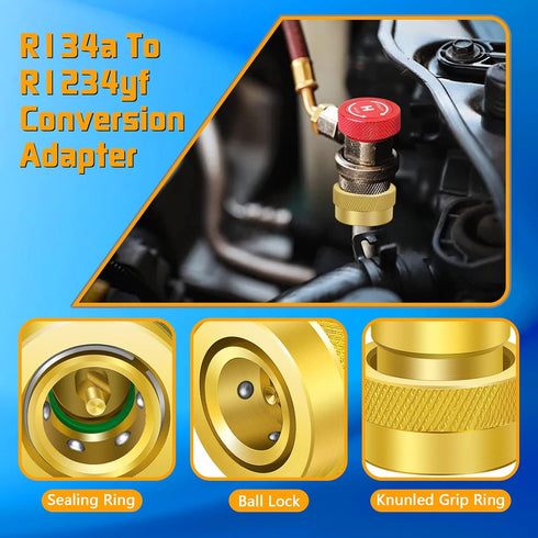 Boltigen R1234yf to R134a Adapter, R1234YF Quick Adapter Adjustable High and Low Side Connection R134a Quick Coupler Connection to R1234yf, R134a ...