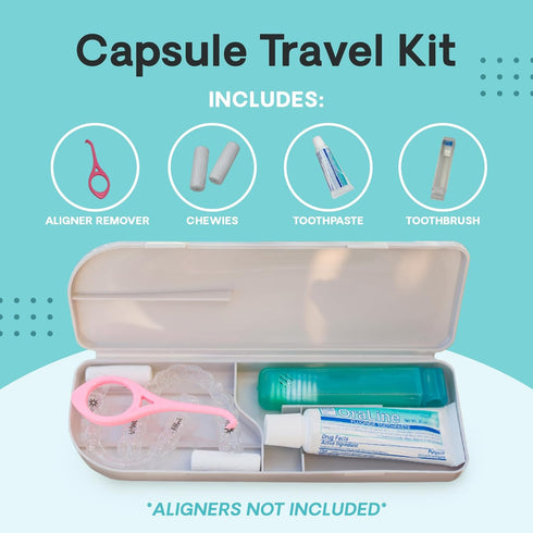 Capsule Dental - Dental Retainer Travel Case, Silicone Retainer Case for Aligners, Mouthguards, and More, Dental Kit Oral Care Tools with Travel T...