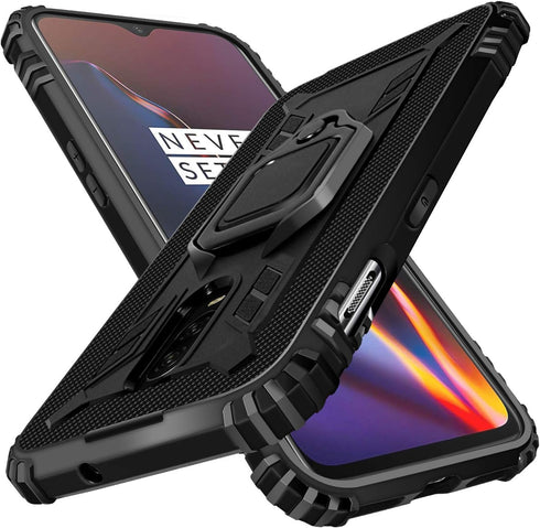 Shields Up OnePlus 7/6T Carbon Case | 10ft Drop Tested | Ultra Slim, Lightweight, Scratch Resistant, Shockproof | Kickstand - Black...