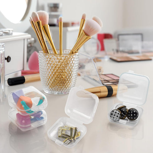 60 Pieces Mini Plastic Jewelry Box Clear Storage Box Small Storage Containers with Hinged Lids for Beads Jewelry Earrings Chains Earplugs Craft, 1...