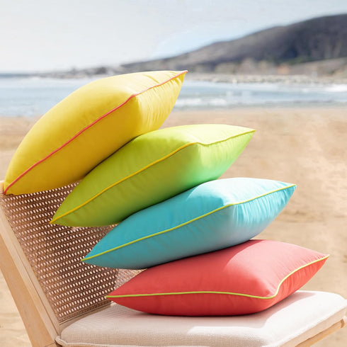 Phantoscope Pack of 2 Outdoor Waterproof Throw Pillow Covers with Contrast Piping, Decorative Square Cushion Case Patio Pillows for Couch Tent Sun...