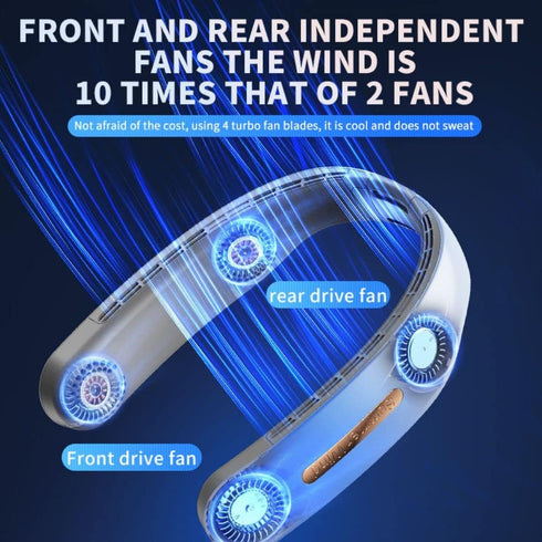 Portable Neck Fan Upgraded Bladeless 4 Turbo Fan The back of the neck is cool and does not sweat 4000mAh USB lazy fan no hair clip neck fan rechar...