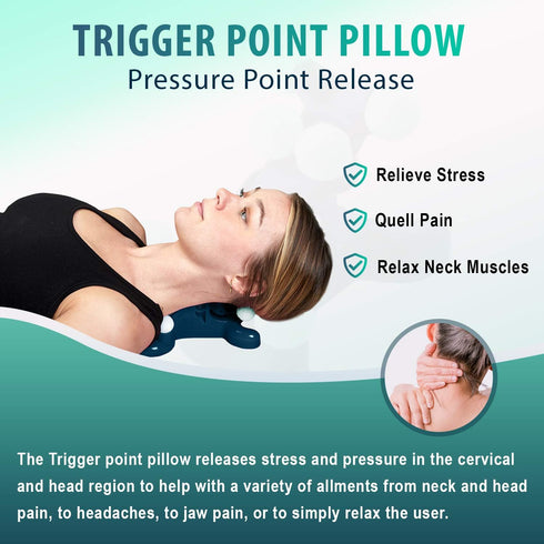 Trigger Point Pillow - Head and Neck Pain Relief Traction Device- Acupressure Support Relaxer for Tension Headache Relief, Improved Decompression ...