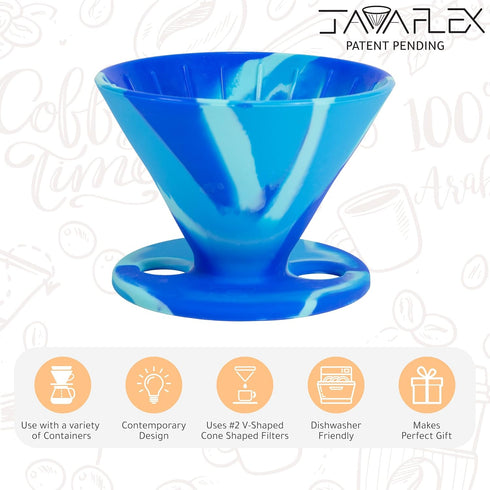 The Original JavaFlex Premium Foldable Silicone Pour Over Coffee Maker and Storage Pouch. Uses #2 V60 Cone Coffee Filters...