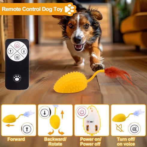 Mity rain Interactive Dog Toys, Remote Control Dog Toy with Feather Tail and Charger, Funny Dog Toys for Small Medium Dogs Outdoor and Indoor, Dog...