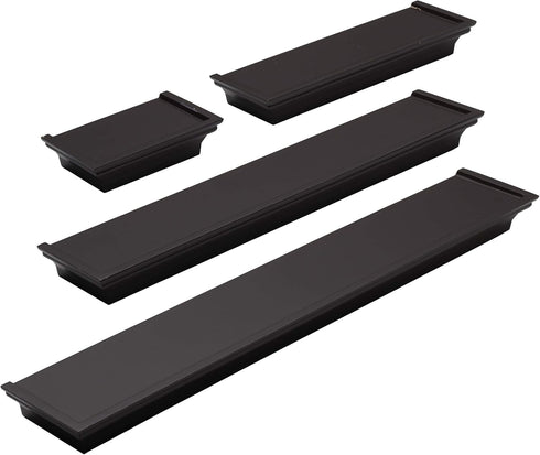 Melannco Floating Wall Shelves for Bedroom, Living Room, Bathroom, Kitchen, Nursery, Set of 4, Espresso, 4 Count...