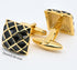 Check Pattern Square Cufflinks for Men Dress In Gift Case Golden Tone Classic Men's Cufflinks Set for Wedding Party Birthday Anniversary Dress...