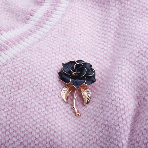 Rose Gold Flower Brooch Black White Rose Petals Brooches & Pins for Women...