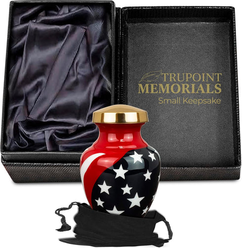 Trupoint Memorials Small Urns for Human Ashes Keepsake, Military and Patriotic Decorative Mini Cremation Urn for Veteran Adult Men and Women, Smal...