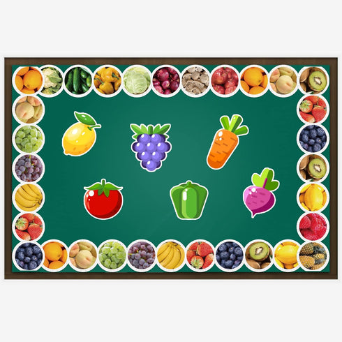 Vegetables and Fruits Themed Bulletin Board Borders Straight Border Trim for Classroom Decoration Bulletin Board Whiteboard...