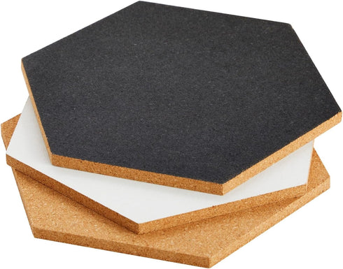 Juvale 3 Pack Hexagon Cork Board Tiles with Push Pins, Self-Adhesive Bulletin Boards for Walls (Small, 7.9 in)...