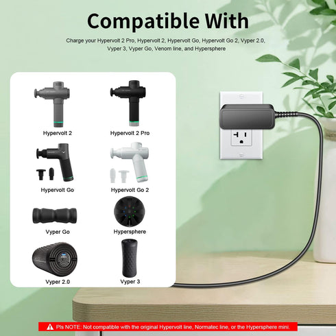 HKY 18V AC Adapter Compatible with Hyperice Hypervolt GO Deep Tissue Percussion Massage Gun 55000 001-00 55000-001-00 55000001-00 5500000100 Repla...