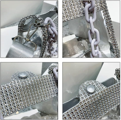 Clear Evening Purses Mini Clutch Bags Women's Crossbody Rhinestone Handbags Shiny Shoulder Bag...
