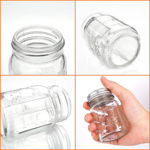 CycleMore 15 Pack 4oz Glass Mason Spice Jars, Round Spice Containers with Silver Metal Caps and Pour/Sift Shaker Lids-40pcs Labels,1pcs Silicone C...