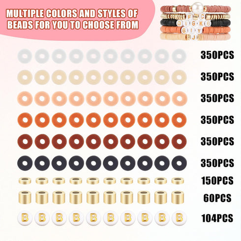 2414pcs Bracelets Making Kit, Clay Beads for Jewelry Making, 6mm Heishi Flat Round Polymer Clay Beads for Friendship Bracelets Making Clay Spacer ...