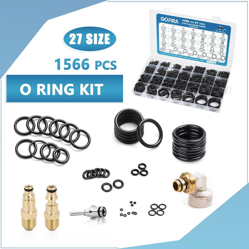 1566Pcs of 27 Varieties of O-Ring Seal Kit in Nitrile Rubber Material for Automotive, Plumbing, Air & Water Fitting Seal Leak Repair...
