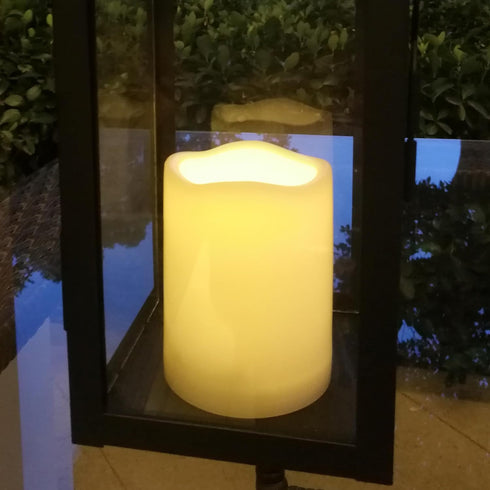 iZAN 1 Pack Outdoor LED Flameless Candle with Timer Waterproof Plastic Flickering Battery Operated LED Pillar Candle for Home Wedding Party Garden...