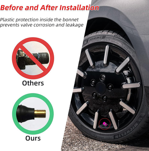 8 PCS Tire Valve Stem Cap Cover, Dustproof Valve Cover with Rubber Ring, Corrosion Resistant Leak-Proof Aluminum Alloy Wheel Valve Covers for Car,...