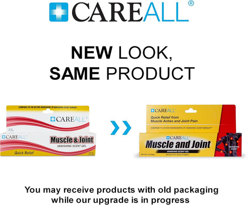 CareAll Muscle & Joint Vanishing Scent Gel, 3.0 oz. (3 Pack), Non-Greasy, Pain Relief Gel for Muscle, Back and Minor Arthritis, Topical Analgesic,...