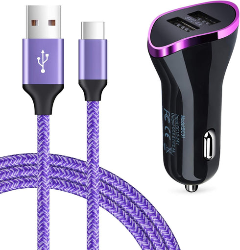Type C Car Charger for Samsung Galaxy S24 S23 A54 A14 A53 A23 A13 A03S A12 A21 A10E A20 A32 A42 A50 A51 S22 S21 S20,LG Stylo 6 5 4 V60,Moto G Powe...