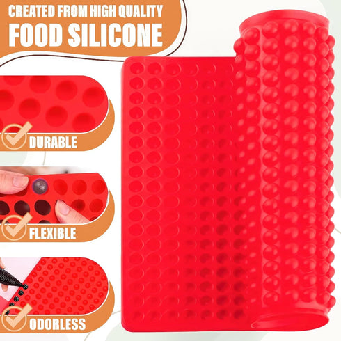 DIMROM Round Silicone Molds 468 Cavity - Red Semi Sphere Chocolate Dog Treat Molds Silicone Shapes Boba Mold Non Stick Baking Sheet Gummy Molds - ...
