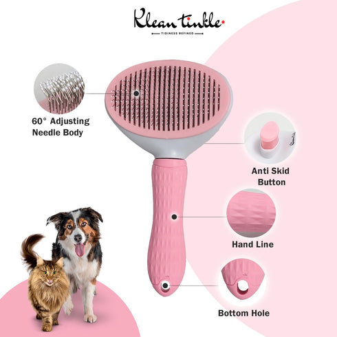 Self-Cleaning Button, Cat Brush, Dead Hair Brush, Dog Brush, Pet Grooming Tool, Suitable for Dogs Cats Short and Long Hair Shedding, Deshedding To...