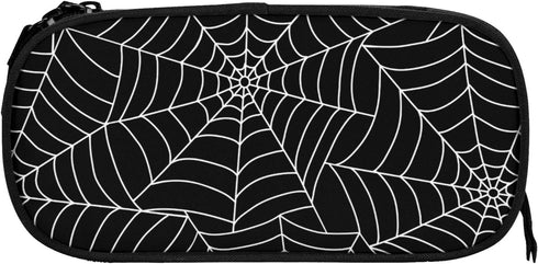 Large Capacity Black Spider Web Pencil Case with Zippers Storage Pouch Holder Pencil Box Marker Organizer Bag with Compartments for Office Supplie...