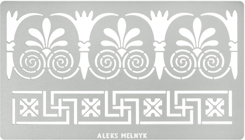 Aleks Melnyk No.334 Metal Stencil, Ancient Greek Fret and Roman Ornament, Meander, Palmette Motif, Border, Patterns, Small Stencil, 1 PC, Template...