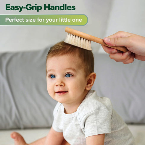 haakaa Baby Hair Brush and Comb Set for Newborns & Toddlers, Natural Hair Comb Wooden Comb Perfect Baby Shower and Registry Gift - Ideal for Cradl...