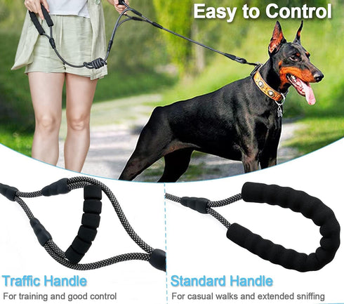 MayPaw 7 Foot Double Handle Dog Leash, Rope Dog Leash with Traffic Handle, Padded Two Handle Dog Leash for Safety Control Training and Walking for...