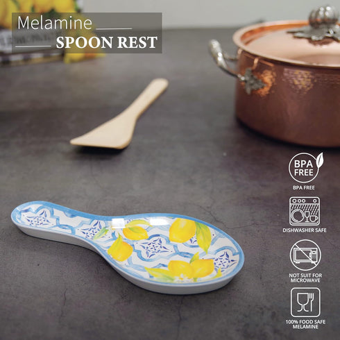 UPware Melamine Spoon Rest Spoon Holder Kitchen Utensil Holders 9.625 Inch for Kitchen Counter Dining Table (Lovely Lemons)...