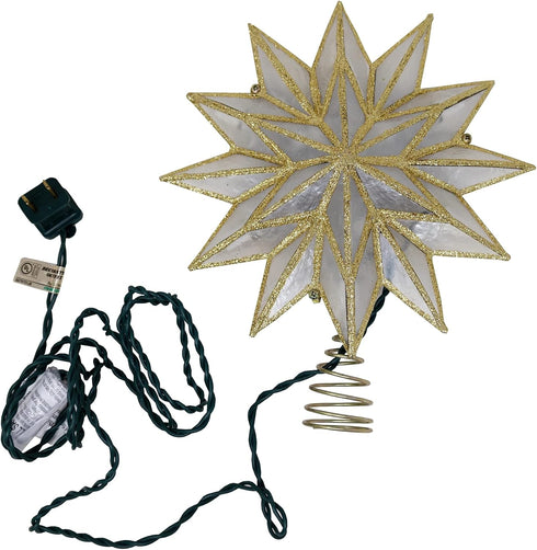 Kurt S. Adler 9.06-Inch UL 10-Light 12-Point Gold Capiz Star Treetop Tree Topper...