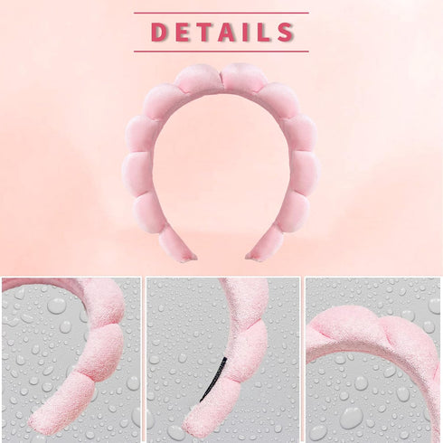 Spa Headband for Washing Face Bubble Headband for Women Girls Soft Skincare Headbands Sponge Puffy Makeup Headband Non Slip Pink Headband for Bubb...