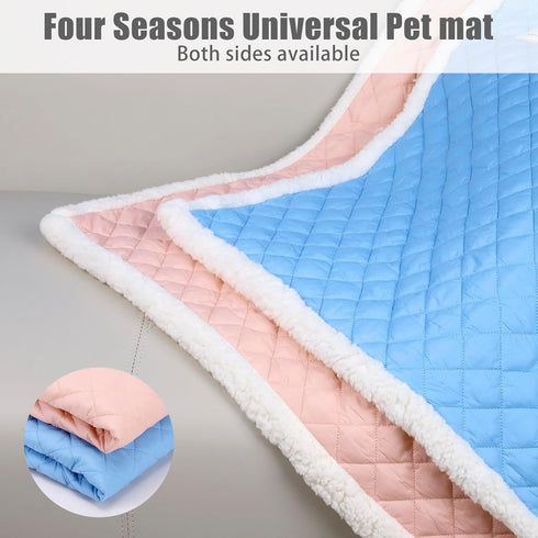 Dog Blanket for Floor Dog Dog Mat Dog Bed Mat for Floor Dog Bed Cooling Mat Warming Mat Ultra Soft Pet Bed Reversible (Cool & Warm) Dog Bed Pad wi...