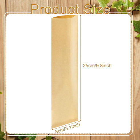 200 Pcs Kraft Paper Bags Kraft Churro Bags Grease Silverware Sleeves for Resistant Utensils Cutlery Cookies Bakery Candy Treats (Brown)...