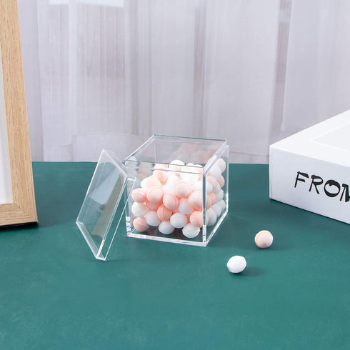 6 Packs Clear Acrylic Plastic Box, Acrylic Boxes with Lids, Small Square Plastic Containers 2.1''×2.1''×2.2'', Plastic Square Boxes for Candy, Pil...