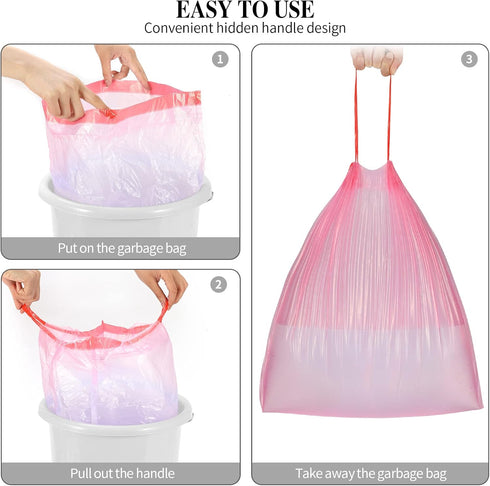 3Rolls Drawstring Small Trash Bags,4 Gallon Thicken Drawstring Small Garbage Bags for Kitchen,Bathroom,Bedroom,Home,Office Trash Cans?60 Counts (P...