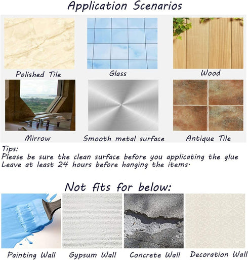 Broom Mop Stainless Wall Mount Holder with Mopping Cloth Hooks Self Adhesive Tape, Brush Broom Gripper Holds , Storage Racks & Organization Hooks ...
