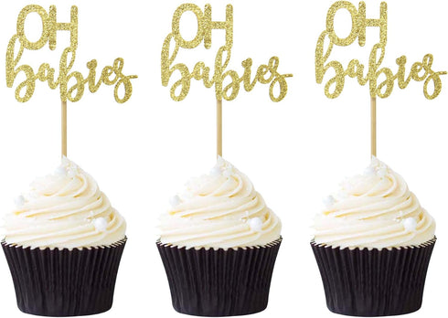 Pack of 24 PCS OH Babies Cupcake Toppers Baby Shower Birthday Party Cake Picks...