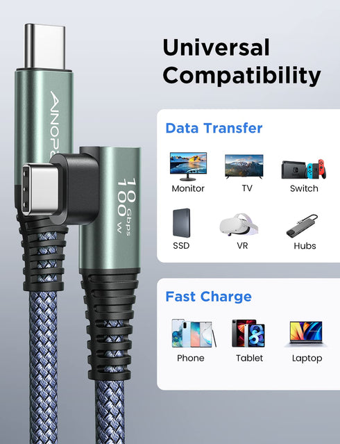 AINOPE USB C to USB C 3.2 Gen 2 Cable, 10Gbps USB C Data Cable for iPhone 15 Pro, 4K Monitor USB C Video Cable 100W PD Fast Charging Compatible wi...
